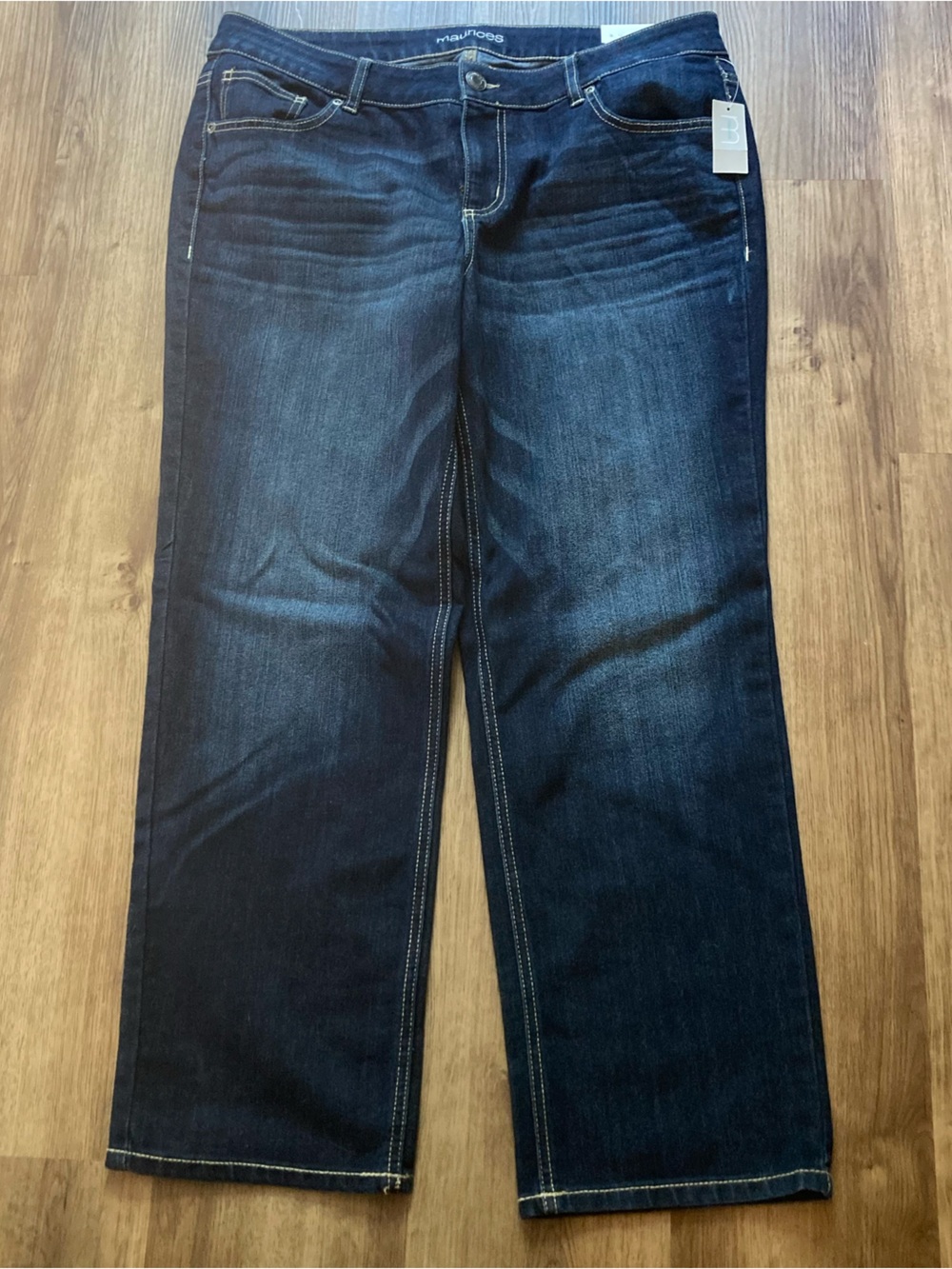 NWT Maurices Straight Mid Rise Denim Flex Jeans 16 XSHORT